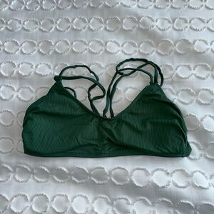 Green Ribbed Bikini Top